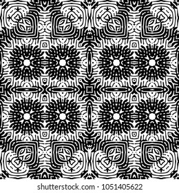 Engraving endless abstract monochrome pattern. Texture for certificate or diploma, currency and money design. Single-leaf woodcut, xylography, printmaking. Vector Illustration