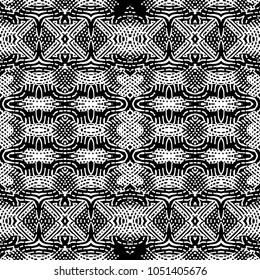 Engraving endless abstract monochrome pattern. Texture for certificate or diploma, currency and money design. Single-leaf woodcut, xylography, printmaking. Vector Illustration