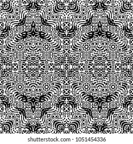 Engraving endless abstract monochrome pattern. Texture for certificate or diploma, currency and money design. Single-leaf woodcut, xylography, printmaking. Vector Illustration