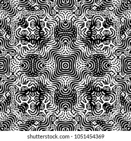 Engraving endless abstract monochrome pattern. Texture for certificate or diploma, currency and money design. Single-leaf woodcut, xylography, printmaking. Vector Illustration