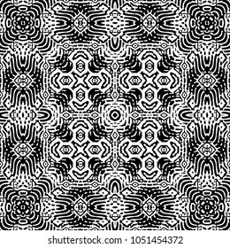 Engraving endless abstract monochrome pattern. Texture for certificate or diploma, currency and money design. Single-leaf woodcut, xylography, printmaking. Vector Illustration