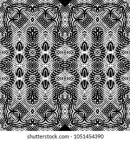 Engraving endless abstract monochrome pattern. Texture for certificate or diploma, currency and money design. Single-leaf woodcut, xylography, printmaking. Vector Illustration