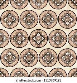Engraving. Ethnic boho seamless pattern. Embroidery on fabric. Patchwork texture. Weaving. Traditional ornament. Tribal pattern. Folk motif. Can be used for wallpaper, textile, wrapping, web.