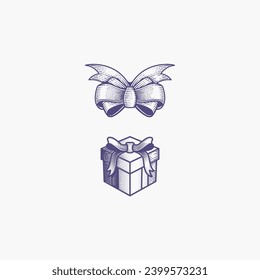 engraving gift and ribbon drawing