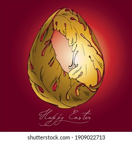 Engraving of a golden Easter egg.
