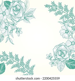 Engraving Hand Drawn Floral Background