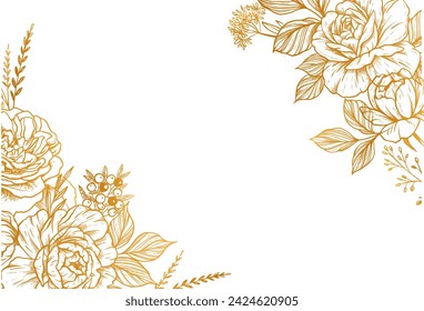 Engraving hand drawn floral background