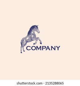 engraving horse vector hand drawing