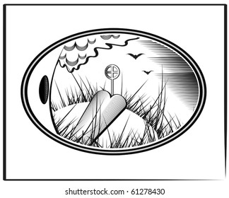 engraving. Hunting for ducks