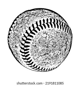 Engraving illustration of baseball ball.