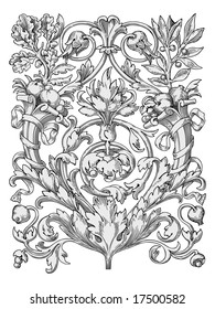 Engraving ornament vector