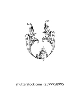 Engraving ornament, Vintage Baroque Victorian Border, Arabesque Frame, Ornate Damask, can use for Decoration, Interior, Wallpaper, Motif Pattern or Graphic Design Element. Vector Illustration