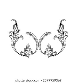 Engraving ornament, Vintage Baroque Victorian Border, Arabesque Frame, Ornate Damask, can use for Decoration, Interior, Wallpaper, Motif Pattern or Graphic Design Element. Vector Illustration