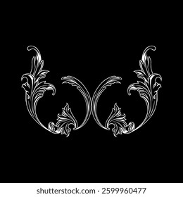 Engraving ornament, Vintage Baroque Victorian Border, Arabesque Frame, Ornate Damask, can use for Decoration, Interior, Wallpaper, Motif Pattern or Graphic Design Element. Vector Illustration