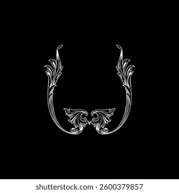 Engraving ornament, Vintage Baroque Victorian Border, Arabesque Frame, Ornate Damask, can use for Decoration, Interior, Wallpaper, Motif Pattern or Graphic Design Element. Vector Illustration