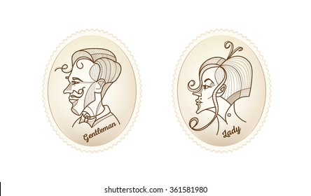 engraving portraits. vector.