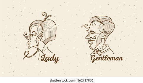 engraving retro portraits 