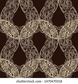 Engraving. Seamless pattern of hand drawn linear hatching. Polka dots. Old paper. Vector illustration. Can be used for wallpaper, textile, invitation card, wrapping, web page background.