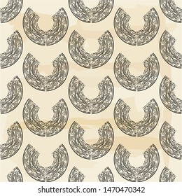 Engraving. Seamless pattern of hand drawn linear hatching. Polka dots. Old paper. Vector illustration. Can be used for wallpaper, textile, invitation card, wrapping, web page background.