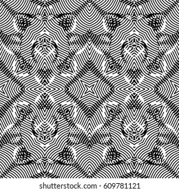 Engraving seamless pattern. The protective layer for banknotes, diplomas and certificates. Vector illustration