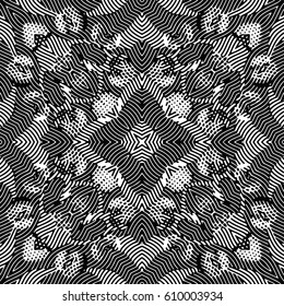 Engraving seamless pattern. The protective layer for banknotes, diplomas and certificates. Vector illustration