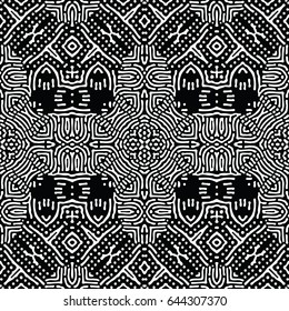 Engraving seamless pattern. The protective layer for banknotes, diplomas and certificates. Vector illustration