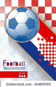 Engraving soccer ball and shadow space illustration with orange triangular and color stripe in Croatia theme background