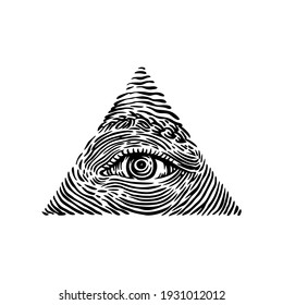 
engraving style all seeing eyes pyramid, hand drawn vector illustration, for your t-shirt, sticker, design element, tattoo, etc.