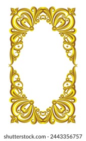 engraving style embroidered gold border vector illustration, gold engraving model 2