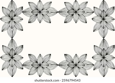 Engraving style Frame template design with Empty space for text. Woodcut Floral Frame with copy space. Perfect abstract vector Frame temlate. Invitation card cover	