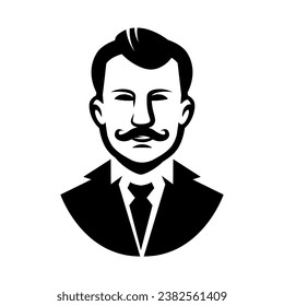 Engraving style gentleman illustration. Design element for logo, label, sign, emblem. Vector illustration