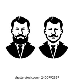 Engraving style gentleman illustration. Design element for logo, label, sign, emblem. Vector illustration