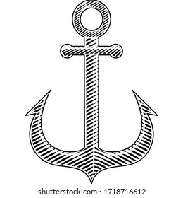 Gravierungsstil-Vektorgrafik des Ankerankers