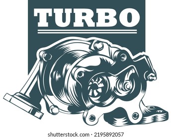 Engraving Turbocharger Turbo Black White Illustration Stock Vector ...