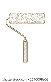 Engraving Vector Illustration of a Paint Roller for Home Improvement Projects