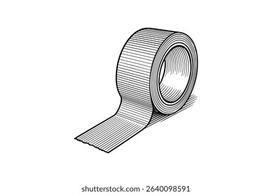 Engraving Vector Illustration of a Roll of Tape for Packaging and Craft Projects