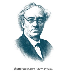 Engraving vector portrait Fyodor Tyutchev was a Russian lyricist, thought-poet.