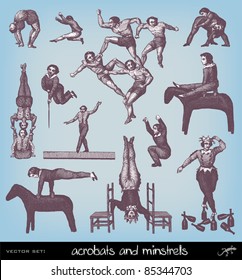 Engraving vintage acrobats from 