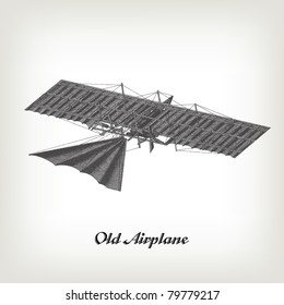 Engraving vintage Airplane from 
