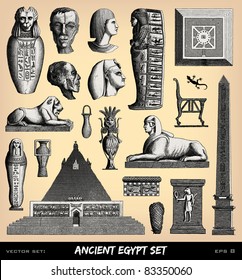 Engraving vintage funeral Egypt set from "The Complete encyclopedia of illustrations" containing the original illustrations of The iconographic encyclopedia of science, literature and art, 1851.