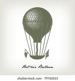 Engraving vintage Hot-air Balloon from 