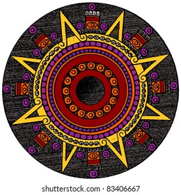 Engraving vintage Maya calendar from "The Complete encyclopedia of illustrations" containing the original illustrations of The iconographic encyclopedia of science, literature and art, 1851. Vector.