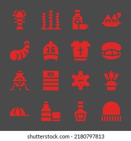 engraving web icons. Lobster and Seaweed, Seaweed and Mussel symbol, vector signs