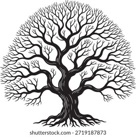 Engraving of a white and black tree.