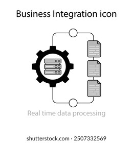 Enhance Business Efficiency with Real-Time Data Integration icon with editable stroke.