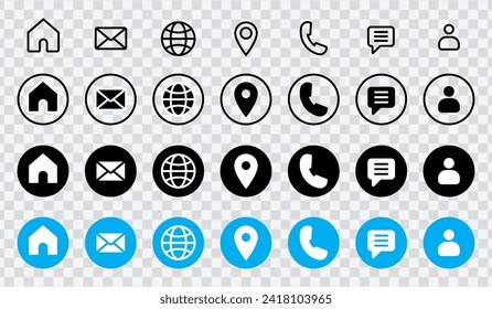 "Enhance connectivity with our Contact Web Icon Set – Icons for home, chat, mail, phone, and more. Perfect for comprehensive and user-friendly contact interfaces."
