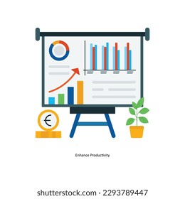 Enhance Productivity Vector Flat Icons. Simple stock illustration stock