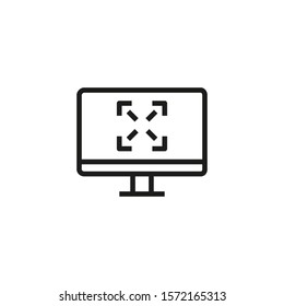 Enhance thin line icon. Screen, focus, software isolated outline sign. Increase and decrease concept. Vector illustration symbol element for web design and apps