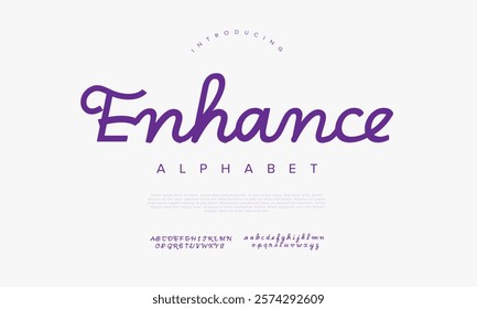 Enhance typography beauty fashion elegant minimalist serif italic fonts decorative wedding vintage retro logos. Minimal luxury font alphabet logo. Vector illustration