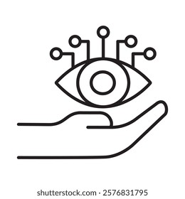 Enhance Vision Icon – Hand Holding Eye Representing Visual AI Systems